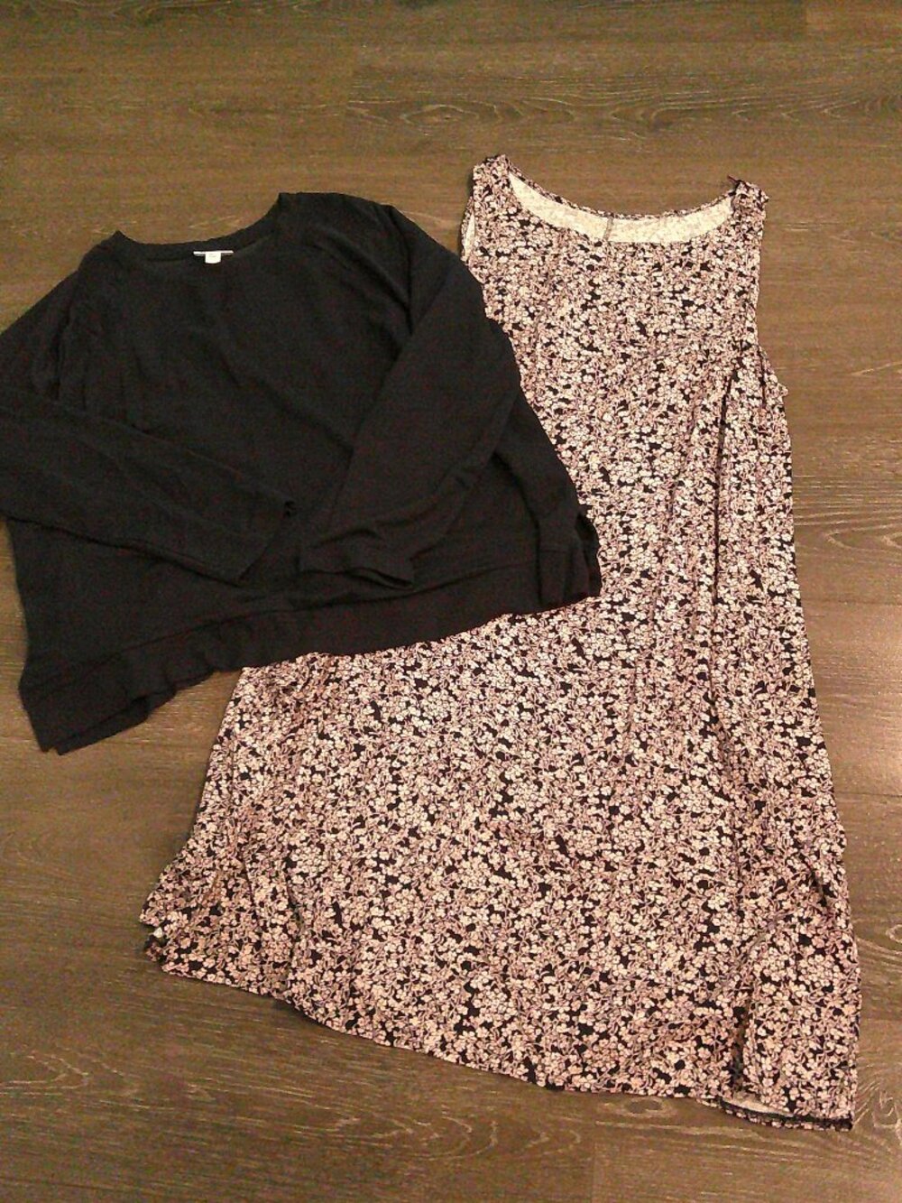 J. Jill Sleeveless dress with navy long sleeved knit removable top Large NWT
